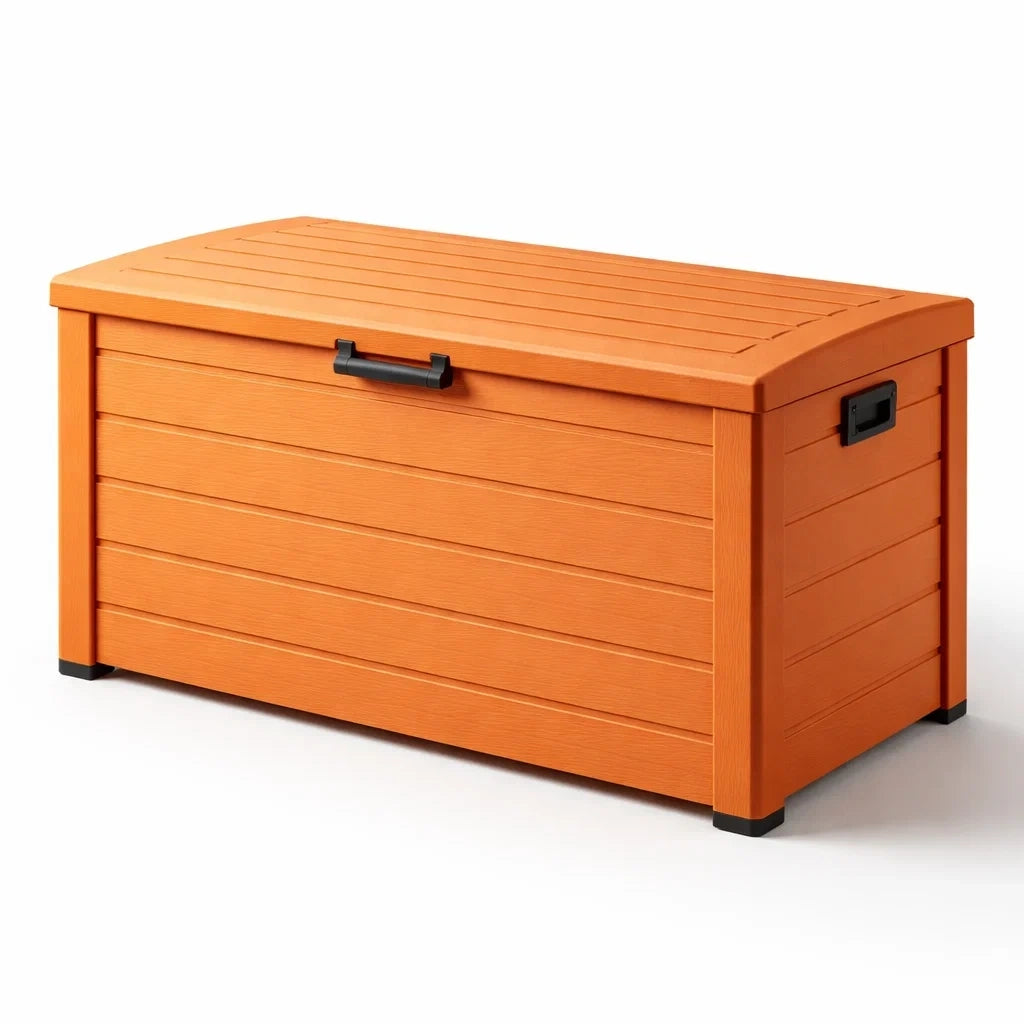 Coffre de rangement de jardin en bois composite orange 70x50x40 cm - 2026