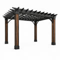 Pergola en métal noir et imitation bois, 3x4 m - 2026