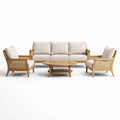 Ensemble de salon en bois avec canapé 3 places, 2 fauteuils et table basse - 2026
