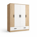 Armoire avec 3 portes et 2 tiroirs en chêne et blanc en panneaux de particules 150x200x60 cm - 2026