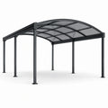 Carport en acier anthracite avec toit arqué en polycarbonate fumé translucide, 600 × 300 × 250 cm - 2026