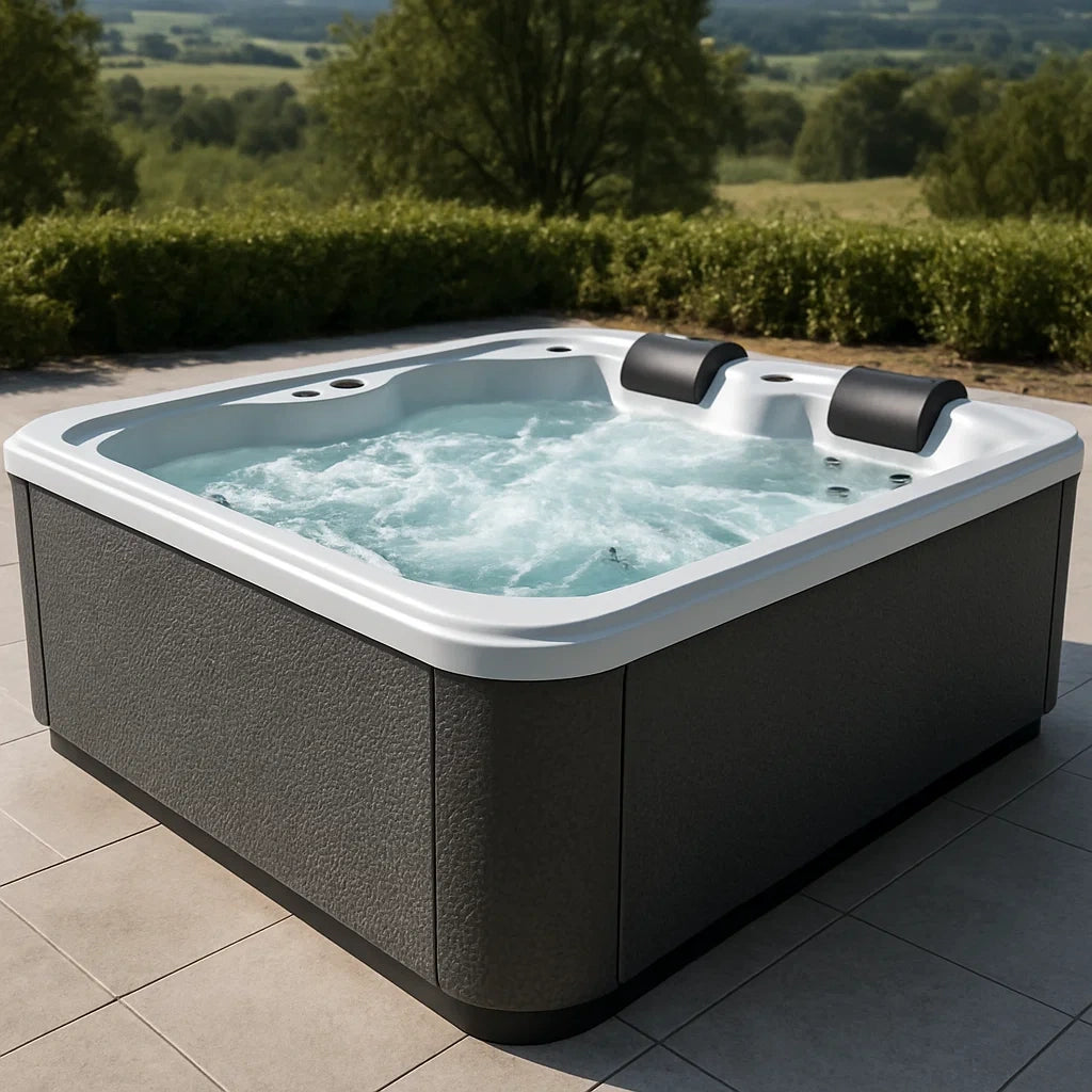 Spa Bain à Remous Carré 4 Places en Acrylique Gris et Blanc - 2026