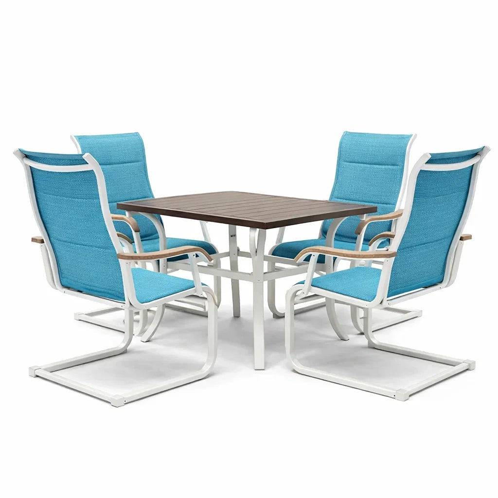 Ensemble table et chaises d’extérieur en aluminium et polyester bleu - 2026