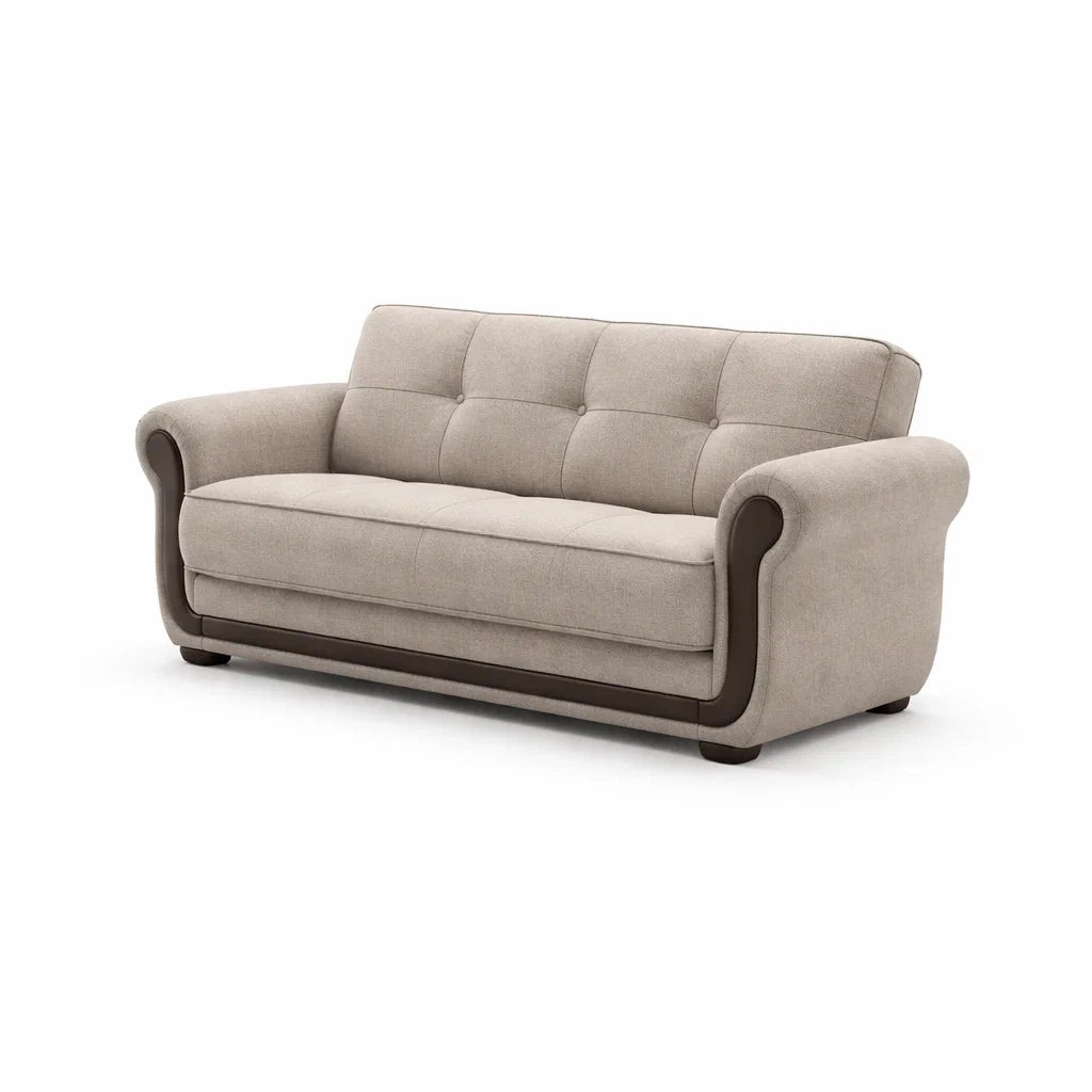 Canapé en tissu beige et marron - 2026