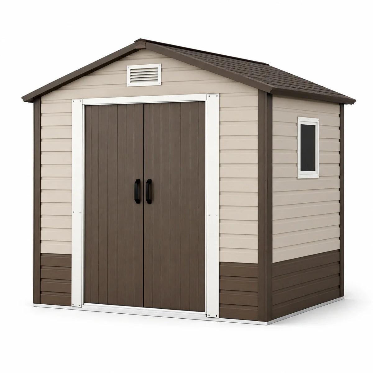 Abri de jardin en plastique polyéthylène beige/marron avec fenêtre 213x239x230 cm - 2026