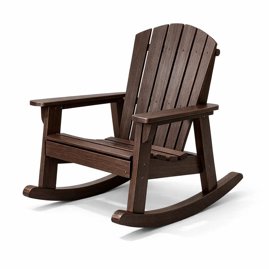Fauteuil à bascule de terrasse en bois composite brun - 2026