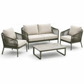 Ensemble de mobilier extérieur en acier et corde avec coussins sable - 2026