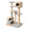 Arbre à chat en bois avec polyester et sisal gris beige - 2026