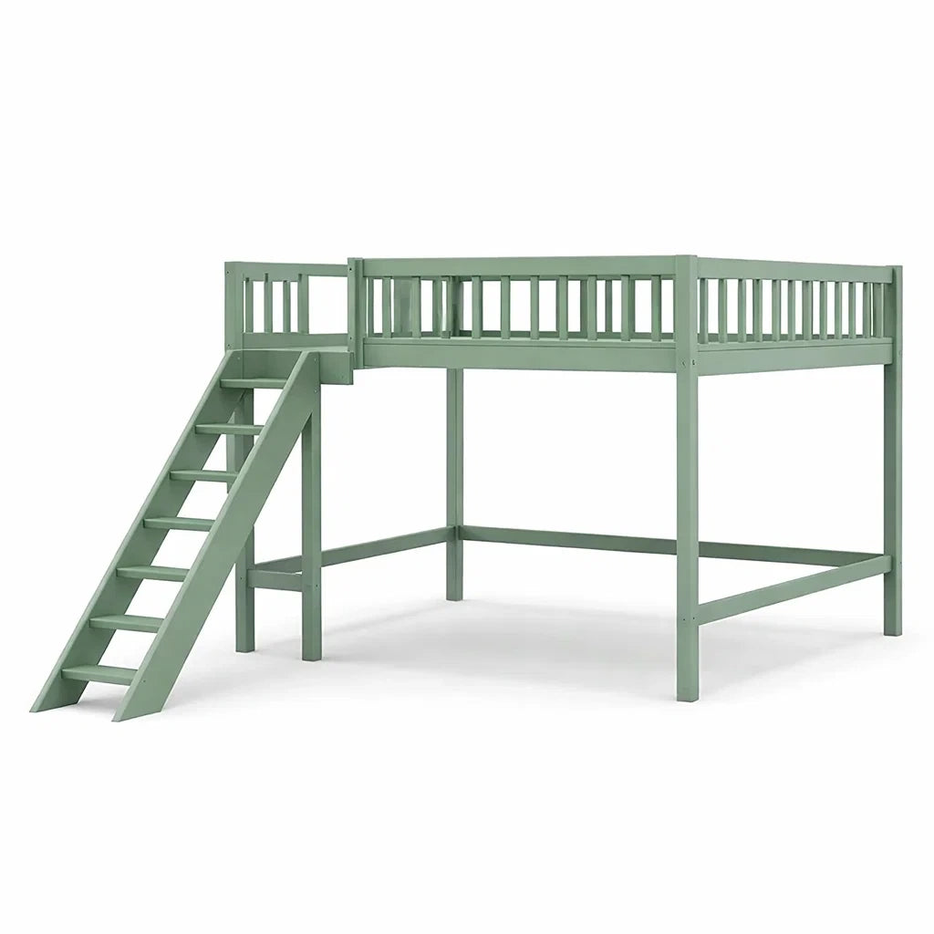 Lit mezzanine en bois vert avec échelle - 2026