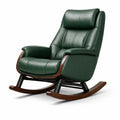 Fauteuil à bascule d’intérieur en cuir avec structure en bois - 2026