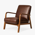 Fauteuil en cuir synthétique marron avec cadre en bois - 2026