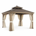 Pavillon en bois avec rideaux en polyester - 2026