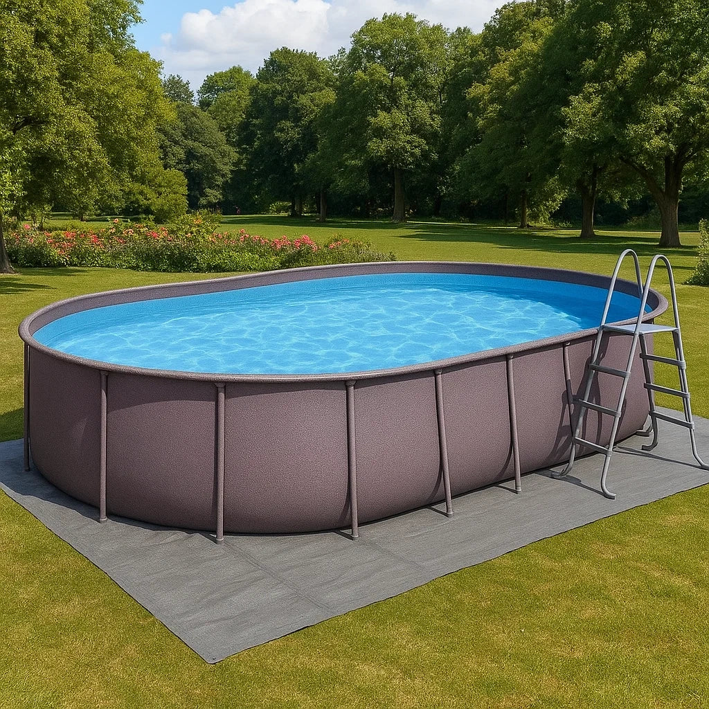 Piscine hors sol ovale acier et PVC 610x366x122 cm Marron - 2026