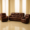 Ensembles de salon ensemble de 3 pièces canapés et fauteuils recliners cuir marron - 2026