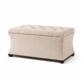 Banc de rangement en tissu polyester beige - 2026