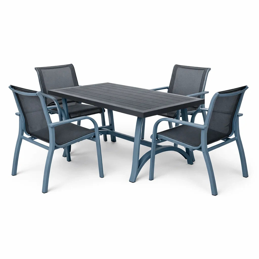 Ensemble table et chaises d’extérieur en aluminium et textilène avec 4 chaises - 2026