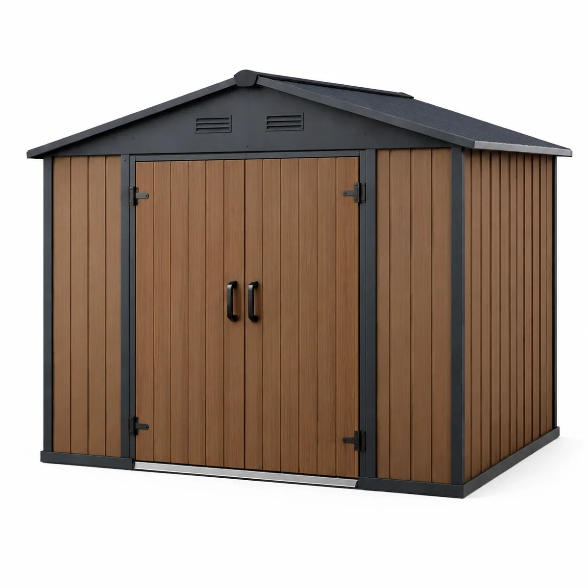 Abri de jardin en composite marron avec cadre en acier galvanisé - 2026