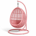 Fauteuil suspendu œuf avec support en rotin synthétique rose avec structure en métal - 2026