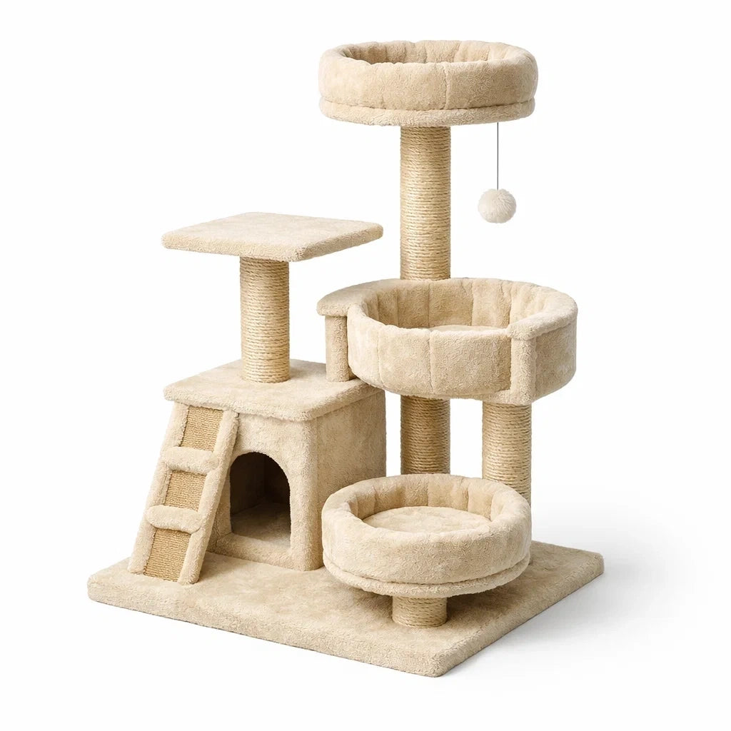 Arbre à chat en sisal et tissu beige - 2026