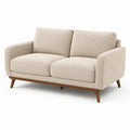 Canapé 2 places en bois et tissu lin beige - 2026