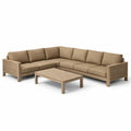 Salon de jardin d’angle en aluminium et rotin avec coussins en polyester beige - 2026