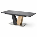 Table à manger rectangulaire extensible en bois et acier gris - 2026