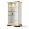 Vitrine en bois et verre trempé blanc avec étagères ajustables - 2026