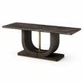 Table à manger marbre noir bois base métallique dorée 180x90x75 cm - 2026