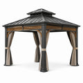 Pavillon en aluminium avec toit en acier et rideaux en polyester anthracite - 2026