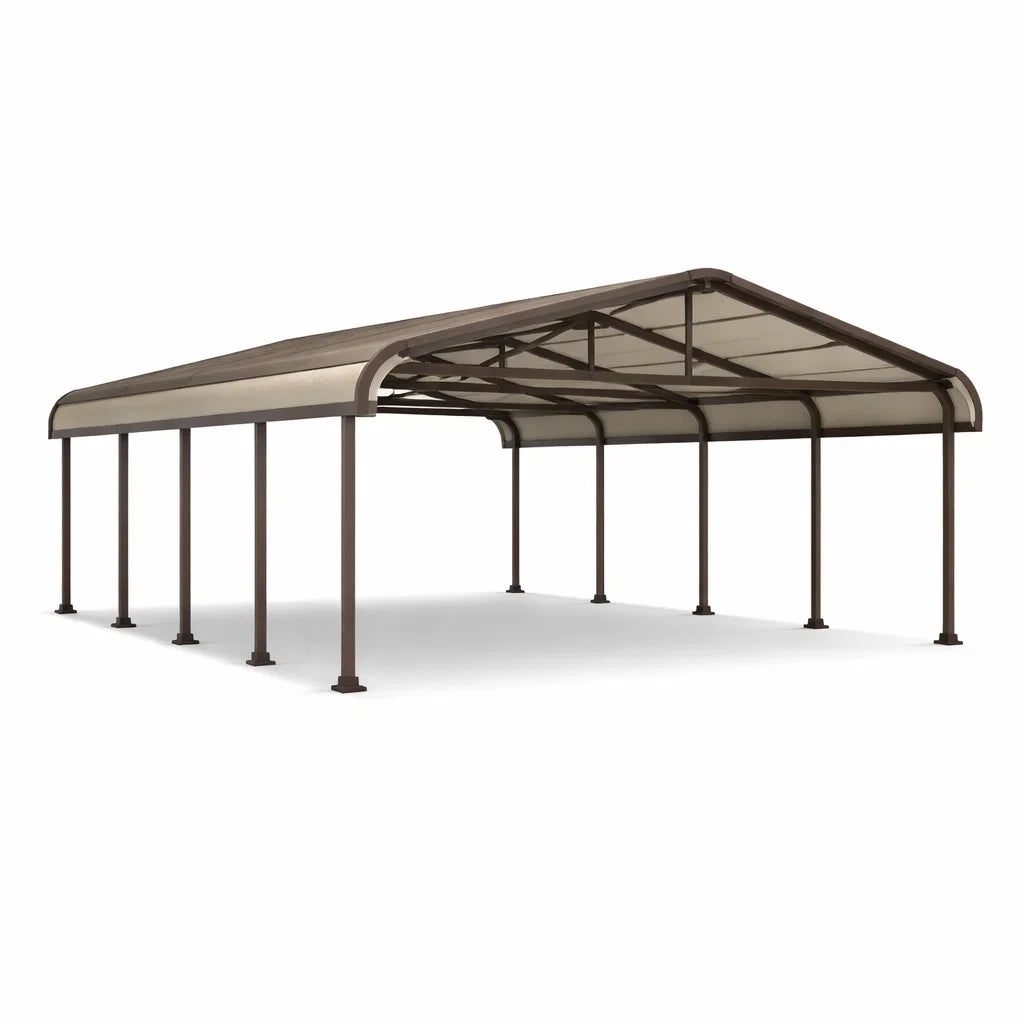 Abri voiture en aluminium et polycarbonate 600x300x250 cm brun - 2026