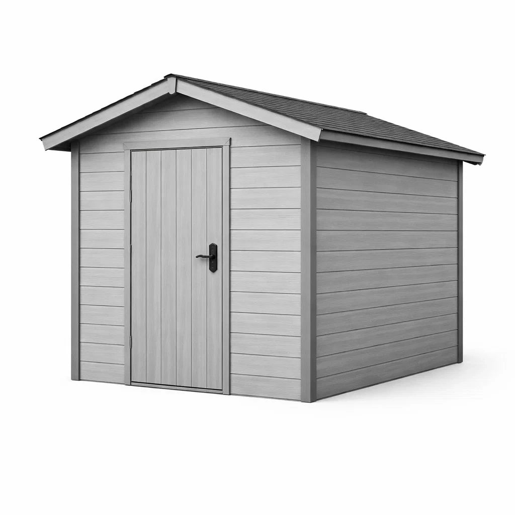 Abri de jardin en plastique gris avec porte simple - 2026