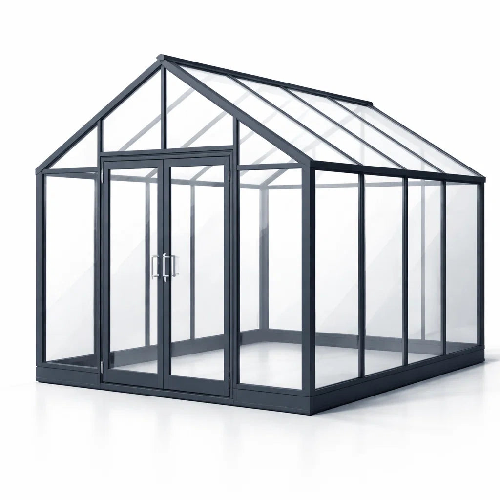 Serre en aluminium noir avec verre trempé - 2026