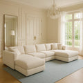 Ensemble de canapé modulable canapé 6 places canapé d'angle tissu beige modulable - 2026