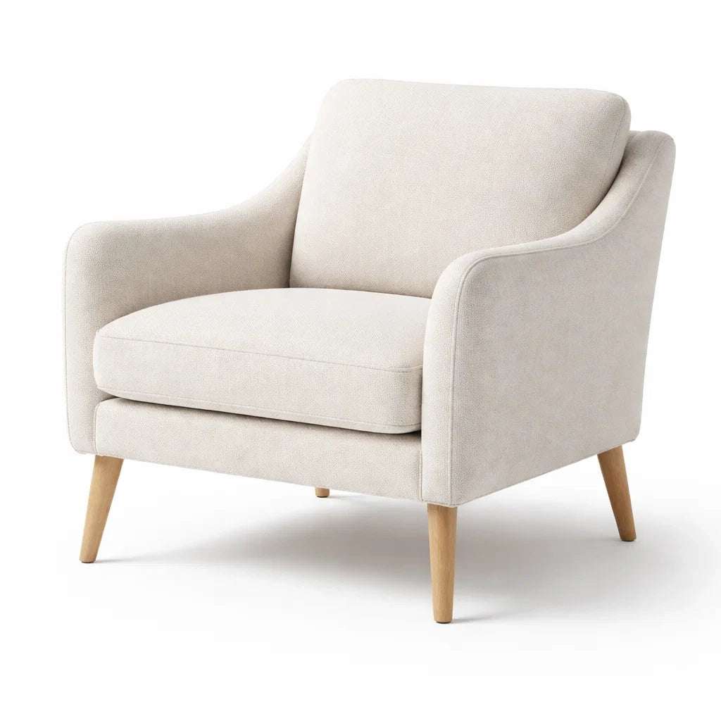 Fauteuil en tissu avec pieds en bois de hêtre - 2026