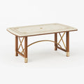 Table de terrasse rectangulaire en marbre et bois doré 180x90x75 cm - 2026