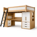 Lit mezzanine en bois et métal avec bureau intégré et rangements - 2026
