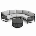 Ensemble de canapé d'extérieur en aluminium avec coussins en tissu gris - 2026