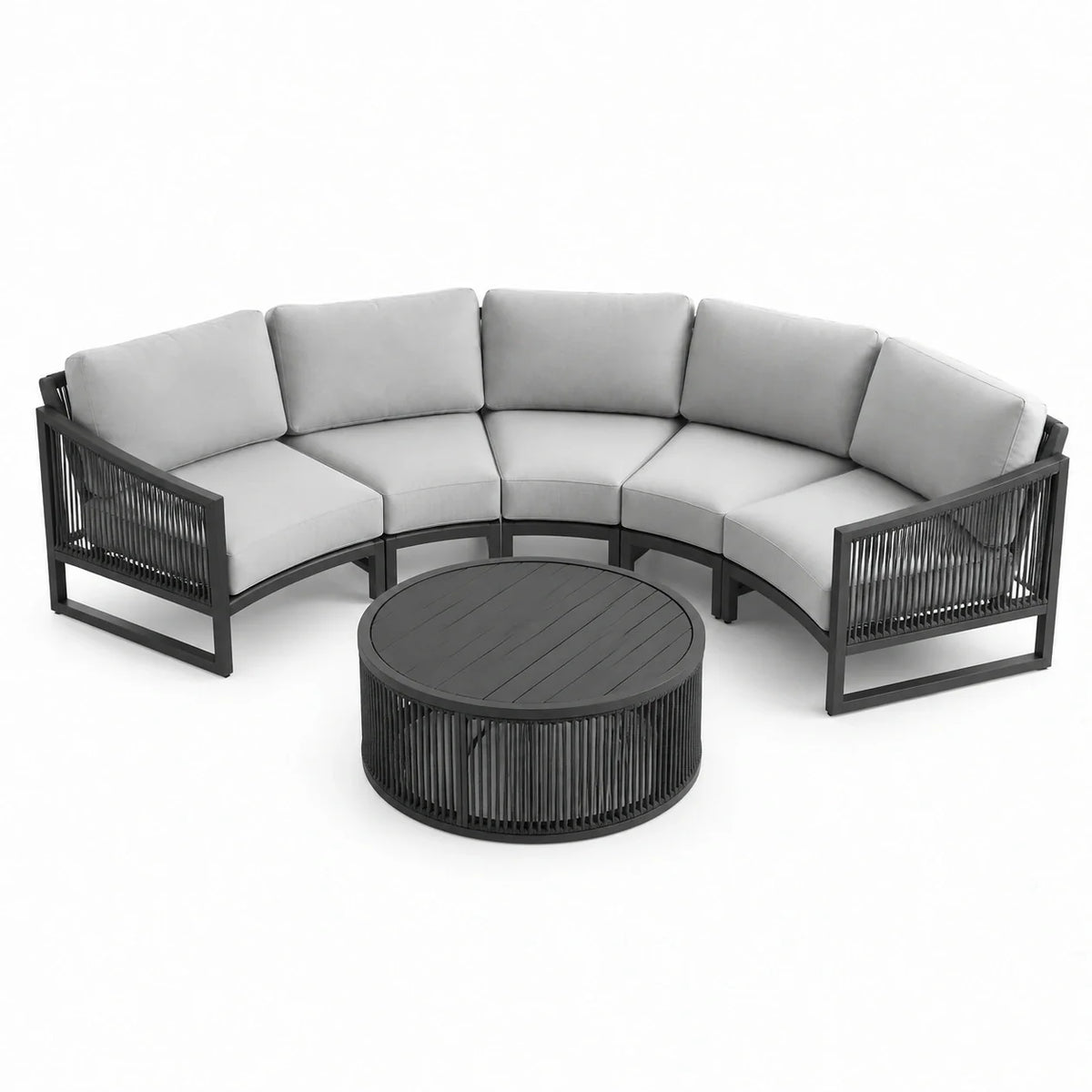Ensemble de canapé d'extérieur en aluminium avec coussins en tissu gris - 2026