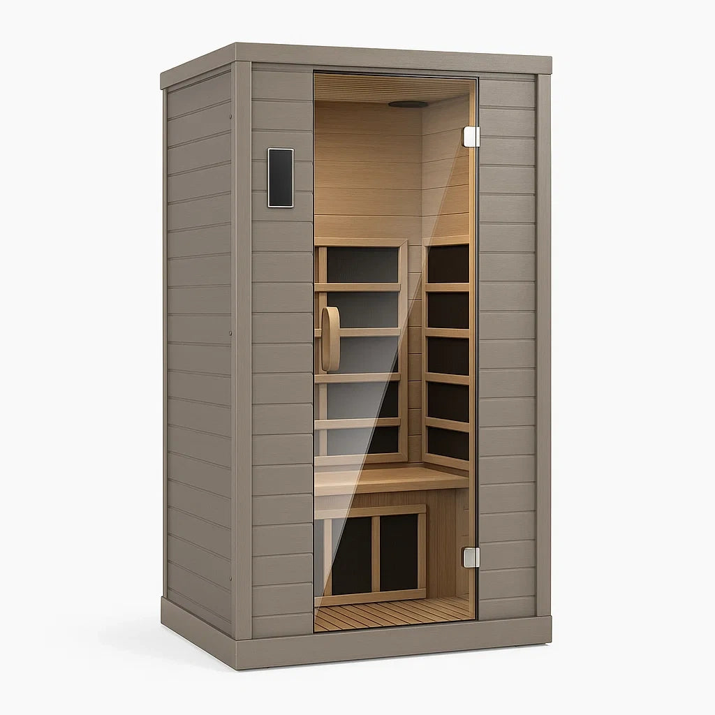 Cabine de sauna infrarouge en bois et verre trempé 185x90x120 cm - 2026