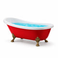 Baignoire îlot rouge en acrylique avec pieds dorés - 2026