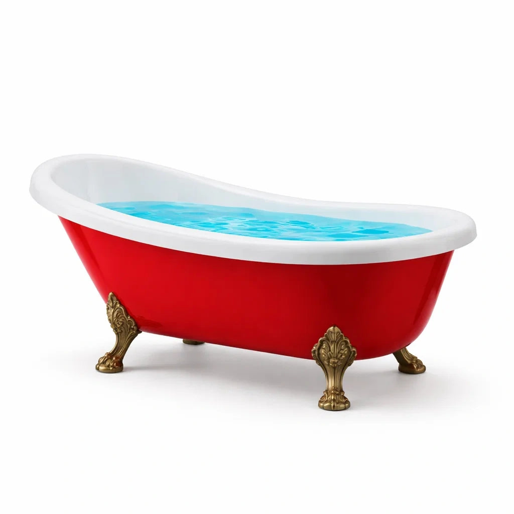 Baignoire îlot rouge en acrylique avec pieds dorés - 2026