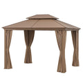 Tonnelle aluminium beige 3x4 m toit en acier et rideaux en polyester - 2026
