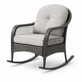 Fauteuil à bascule en résine tressée avec coussins en polyester gris - 2026