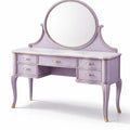 Coiffeuse en bois mdf violet avec miroir rond - 2026