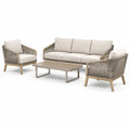 Ensemble de salon extérieur en bois, aluminium et corde avec coussins beiges - 2026