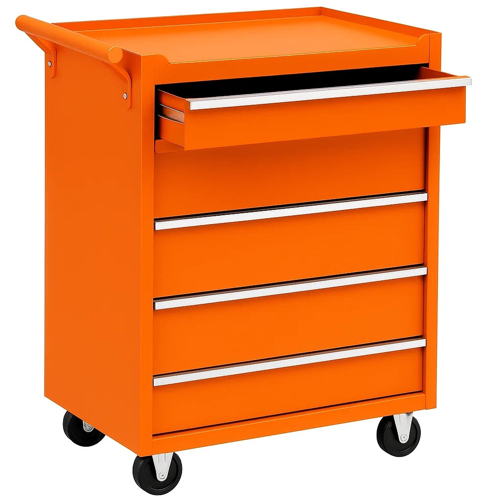 Chariot d'Atelier en métal orange 5 tiroirs avec roulettes - 2026