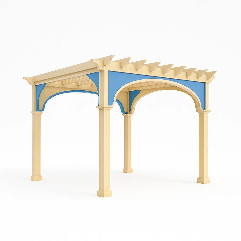 Pergola de jardin en bois et PVC beige et bleu 300x300x250 cm - 2026