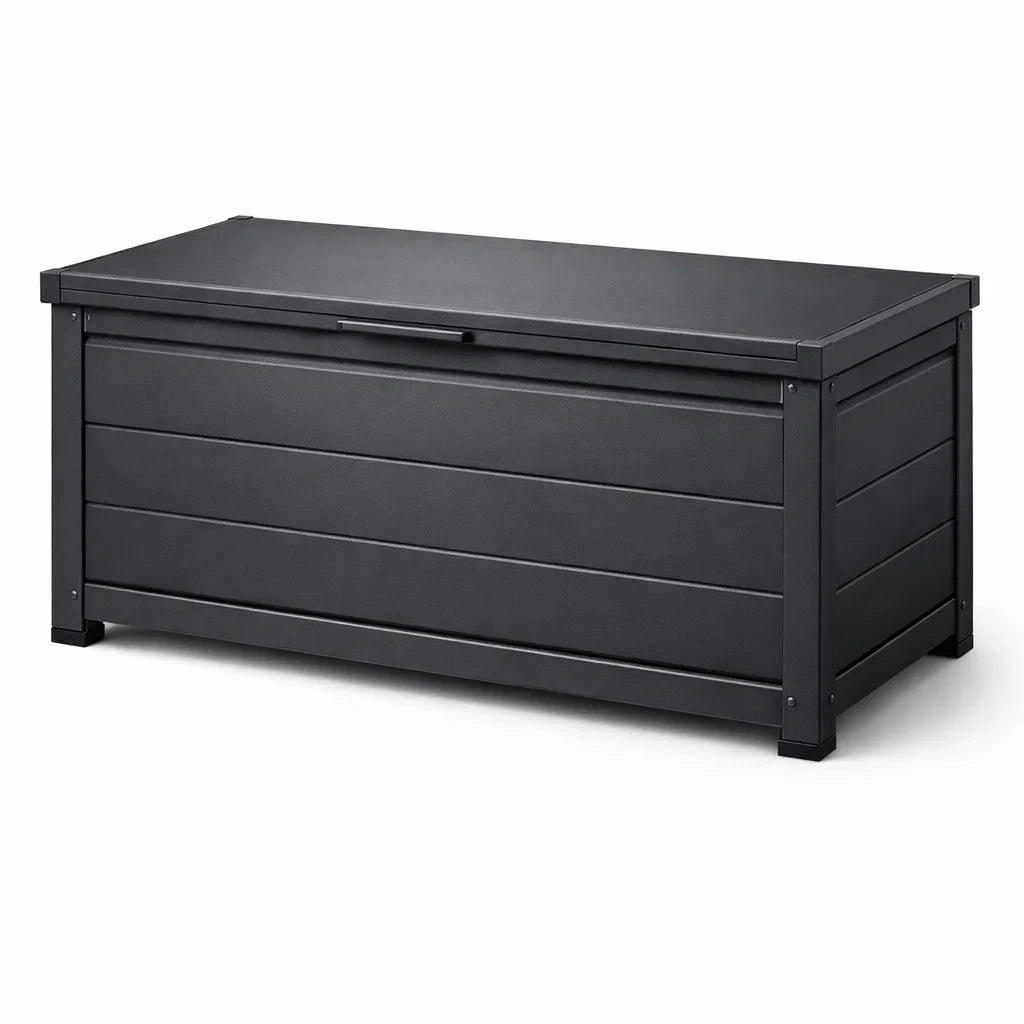 Coffre de rangement de jardin en aluminium noir 120x60x50 cm - 2026