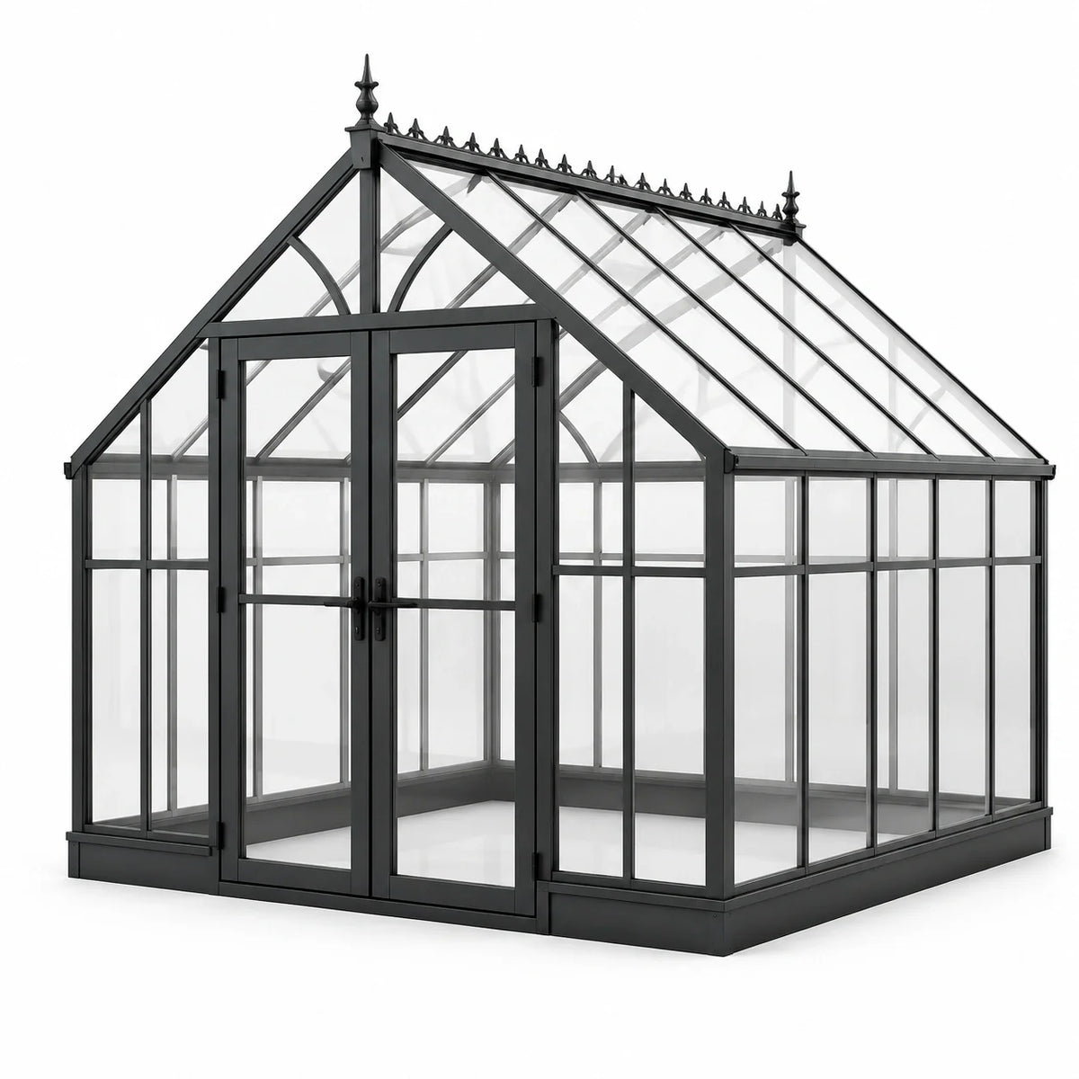 Serre en métal avec panneaux en verre trempé 300x300x270cm noir - 2026