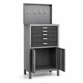 Armoire à outils en acier gris avec crochets et tiroirs - 2026